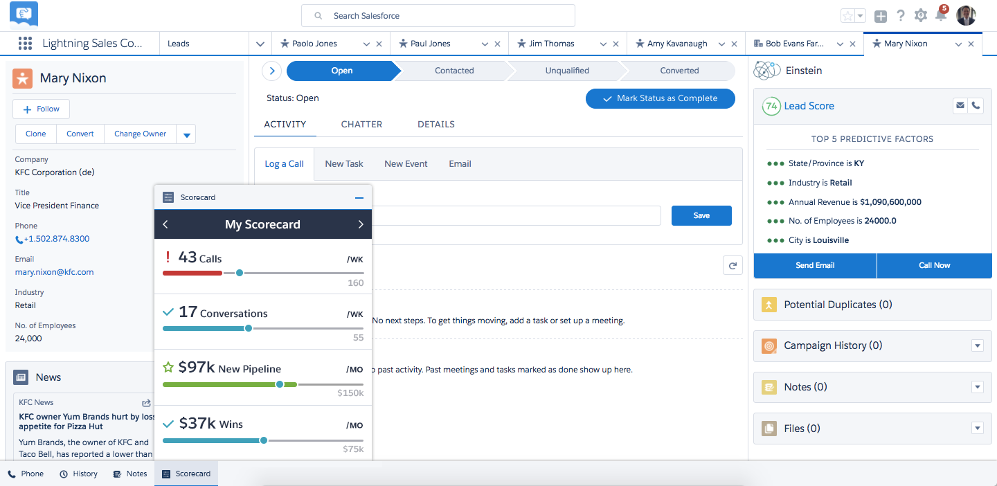 Sales Scorecard available in new Salesforce Lightning Console